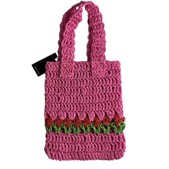 SHEIN Pink Crochet Bag with Floral Pattern - Picture 2 of 7